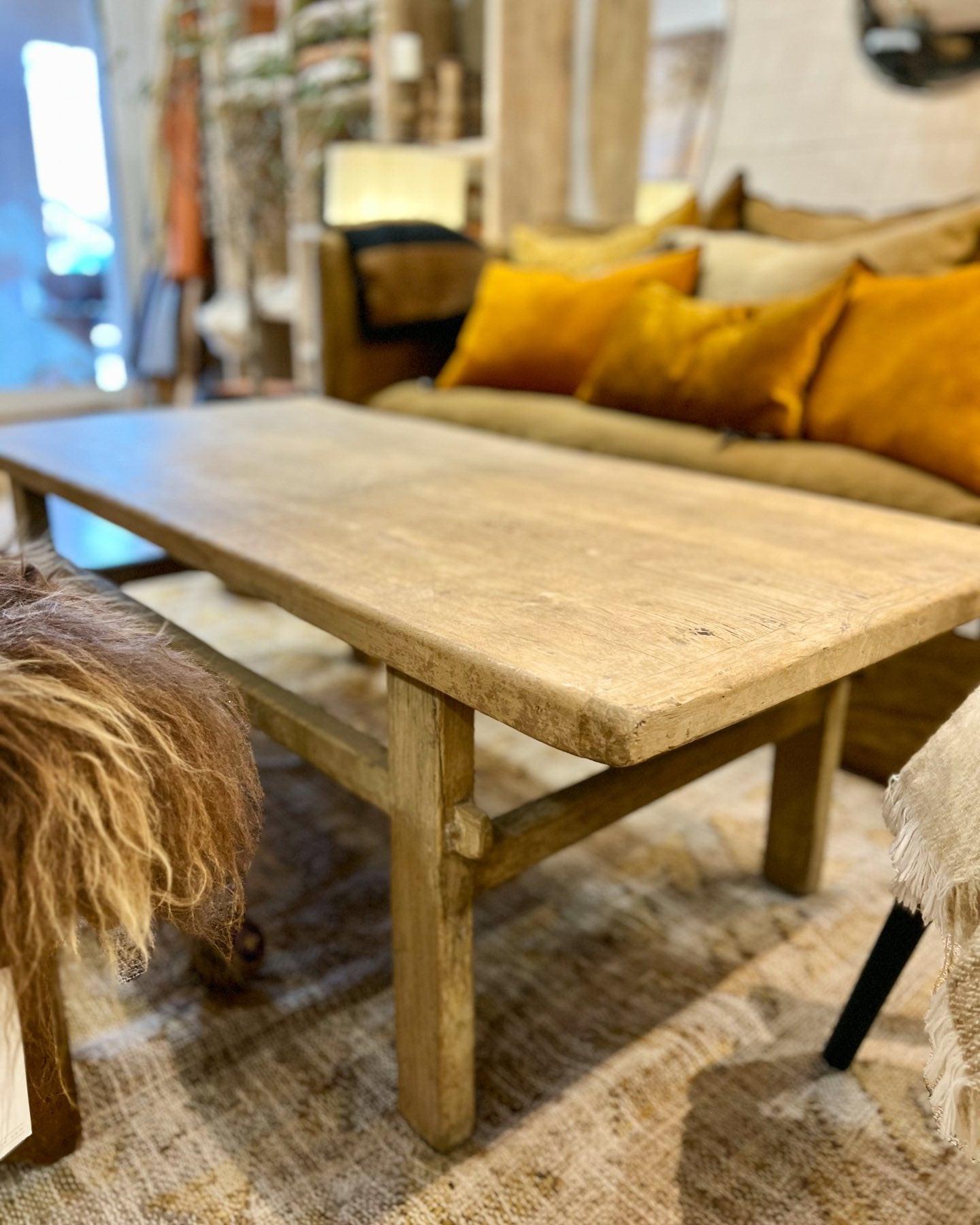 Mini Table Basse En Bois Massif D'orme Et Métal - Diwa-design - Environ 45x29x52 Cm