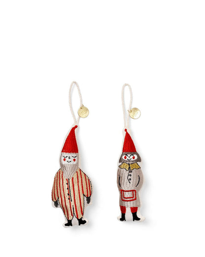 Tree decoration - Pair of striped elves, set of 2
