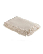 Vice Versa Fringed Throw in Washed Virgin Wool, Ecru