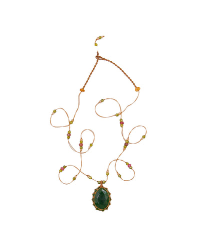 Collier Court Tibétain Vésuvianite - Mix Tourmaline Rose, Sharing