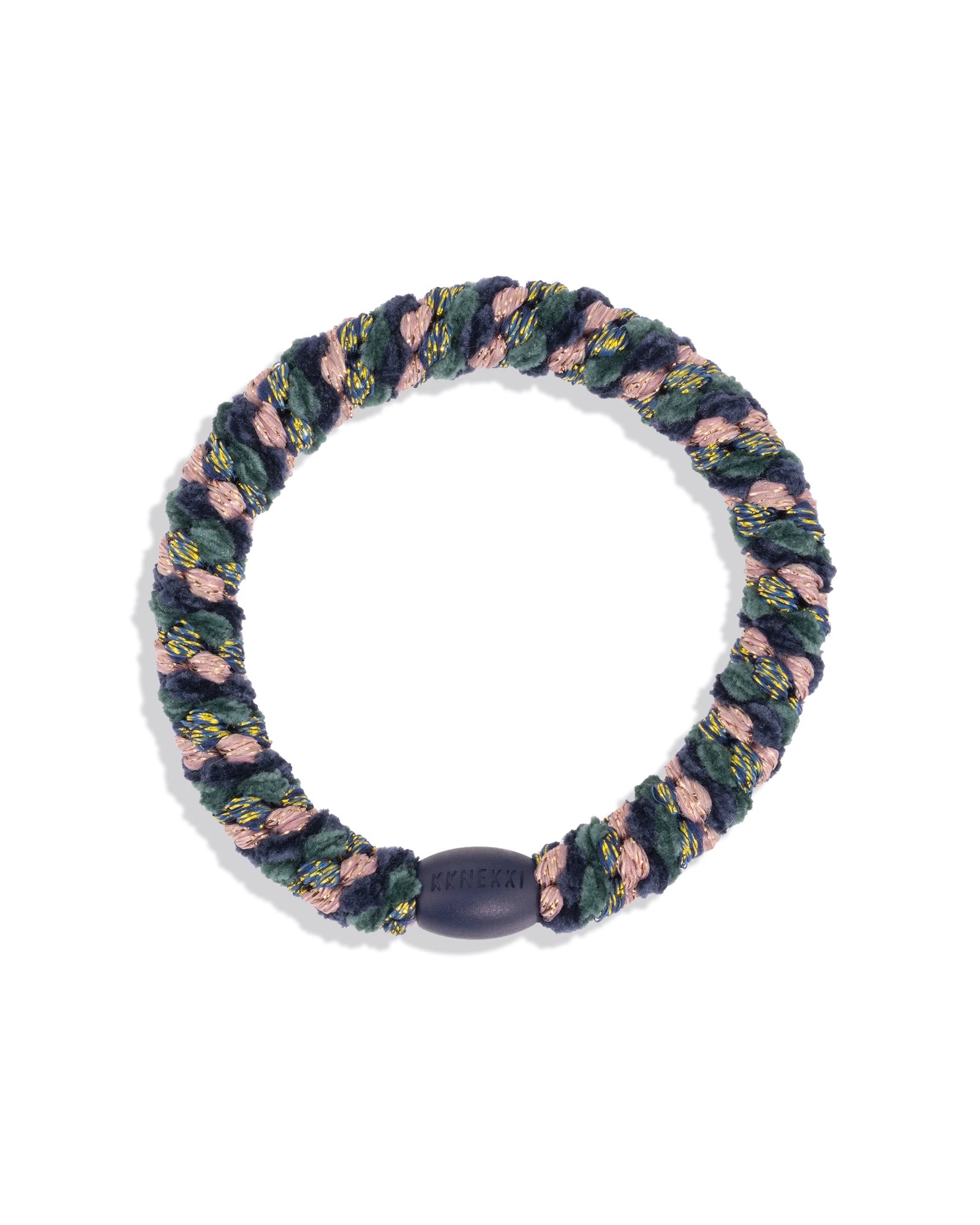 Elastique Mélange de Paillettes Vertes de Velours Bleu Marine, KKnekki 