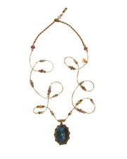 Collier Court Tibétain Labradorite - Mix Tourmaline Rose, Sharing