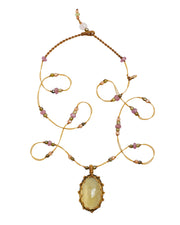 Collier Court Tibétain Quartz Olive - Mix Tourmaline Rose, Sharing