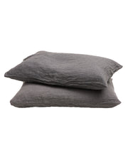 Taie d'oreiller Basic en lin lavé, Anthracite