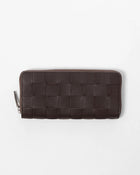Check Zip Around Wallet Dark Brown