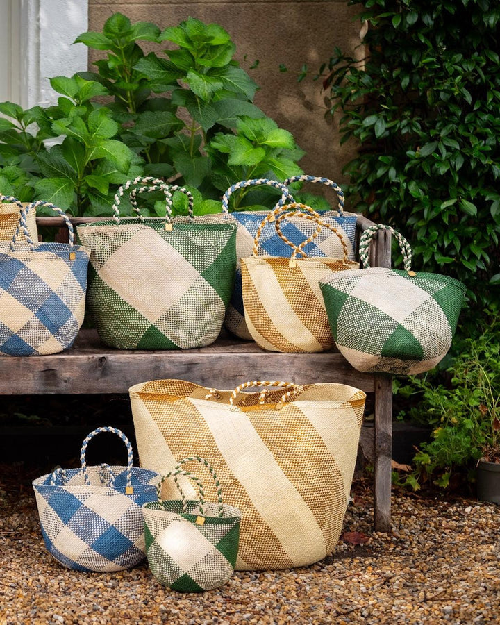 Panier Vert Carreaux PAO Maison motif géométrique