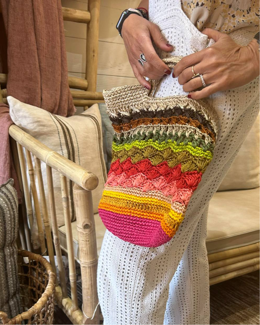 Sac à main en sisal Multicolores, Pao Maison