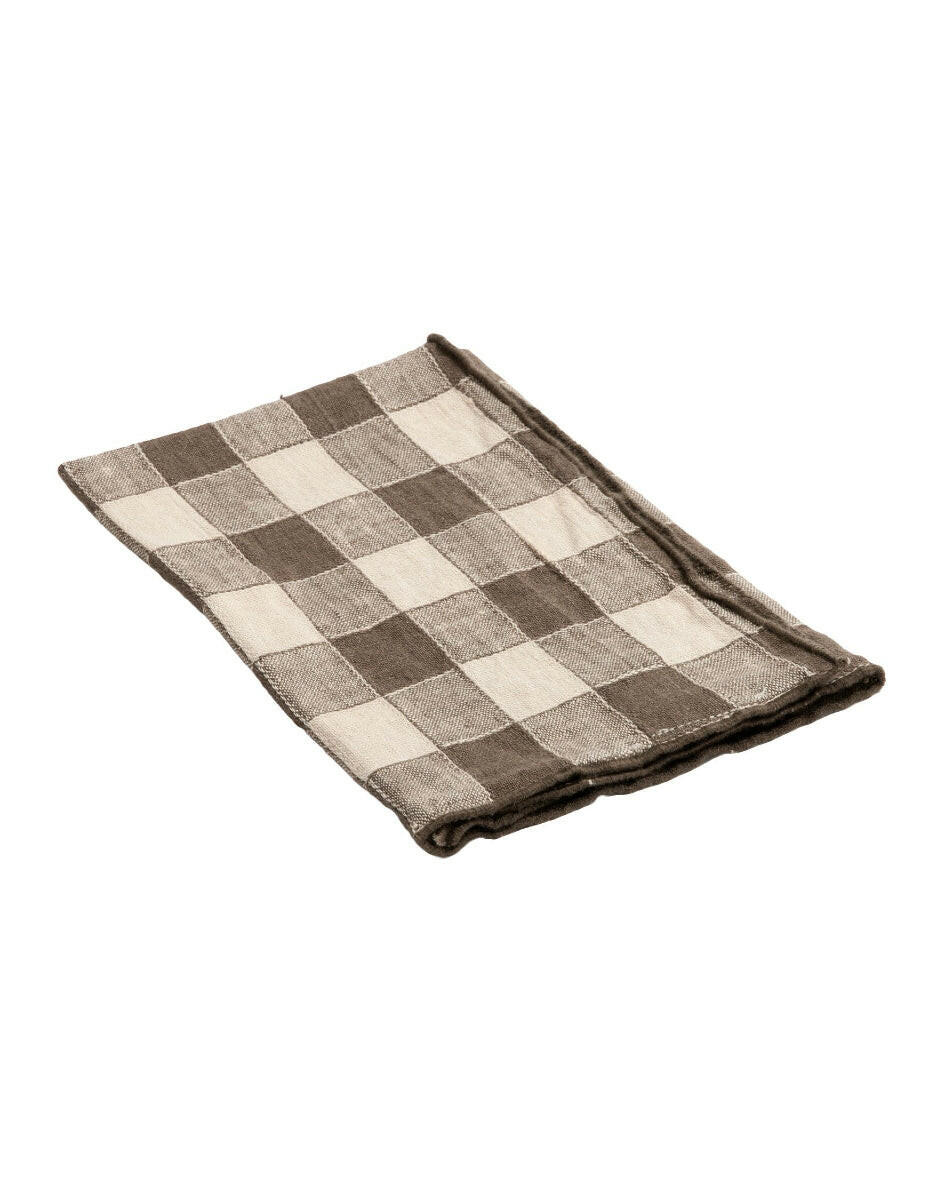 Torchon Bourdon Toile Vintage Vichy, Terre