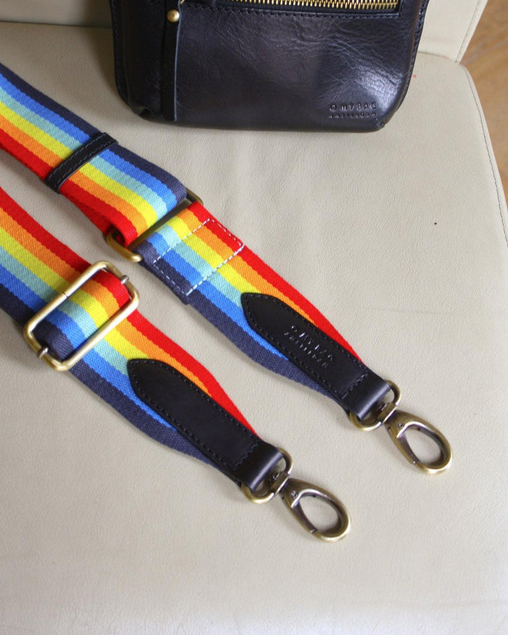 Bandoulière Arc en Ciel, Cuir Noir.