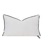 Vice Versa Black Line Cushion in Stone-Washed Linen, White