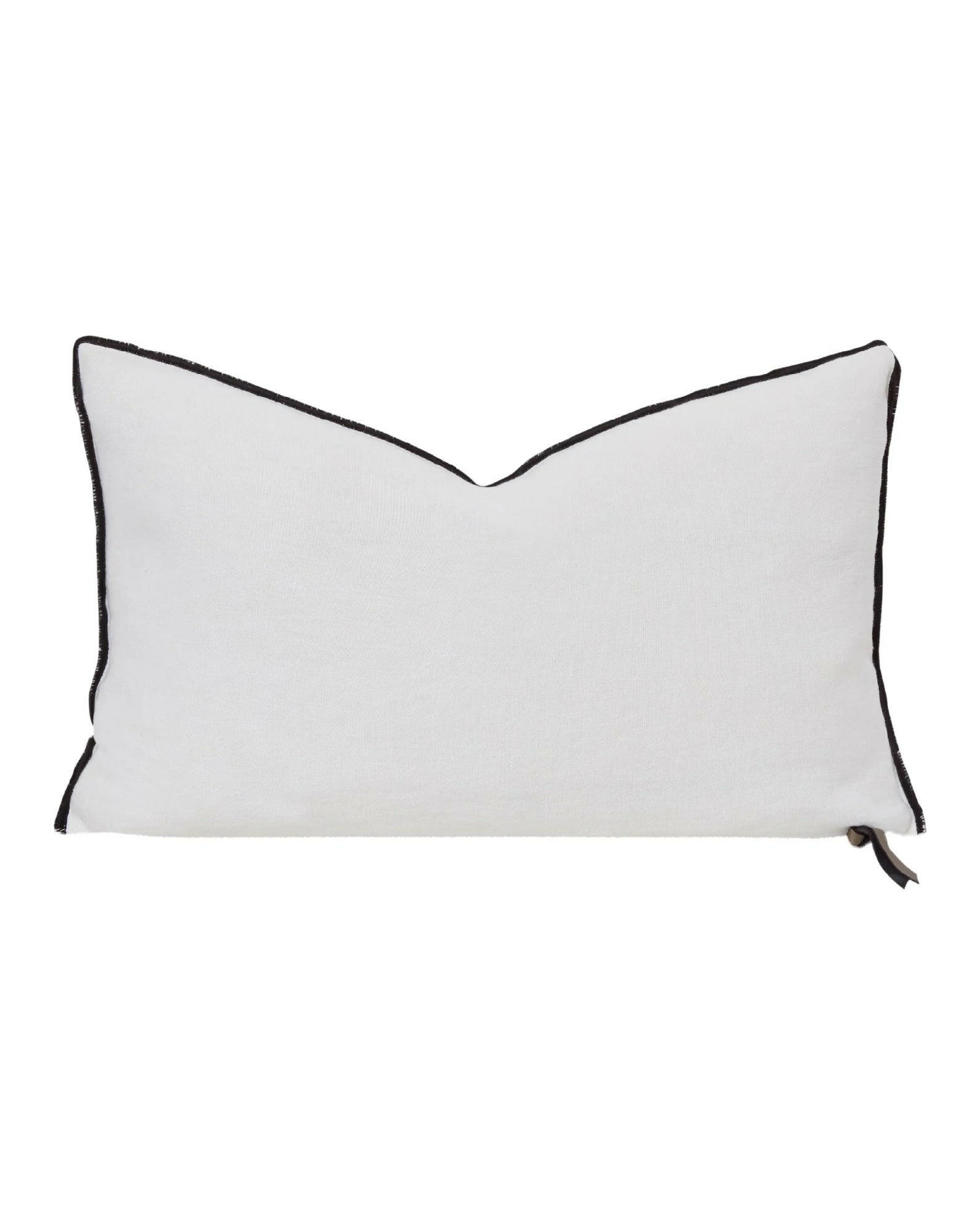 Coussin Vice Versa Black Line en Lin Stone Washed Blanc, Maison de Vacances