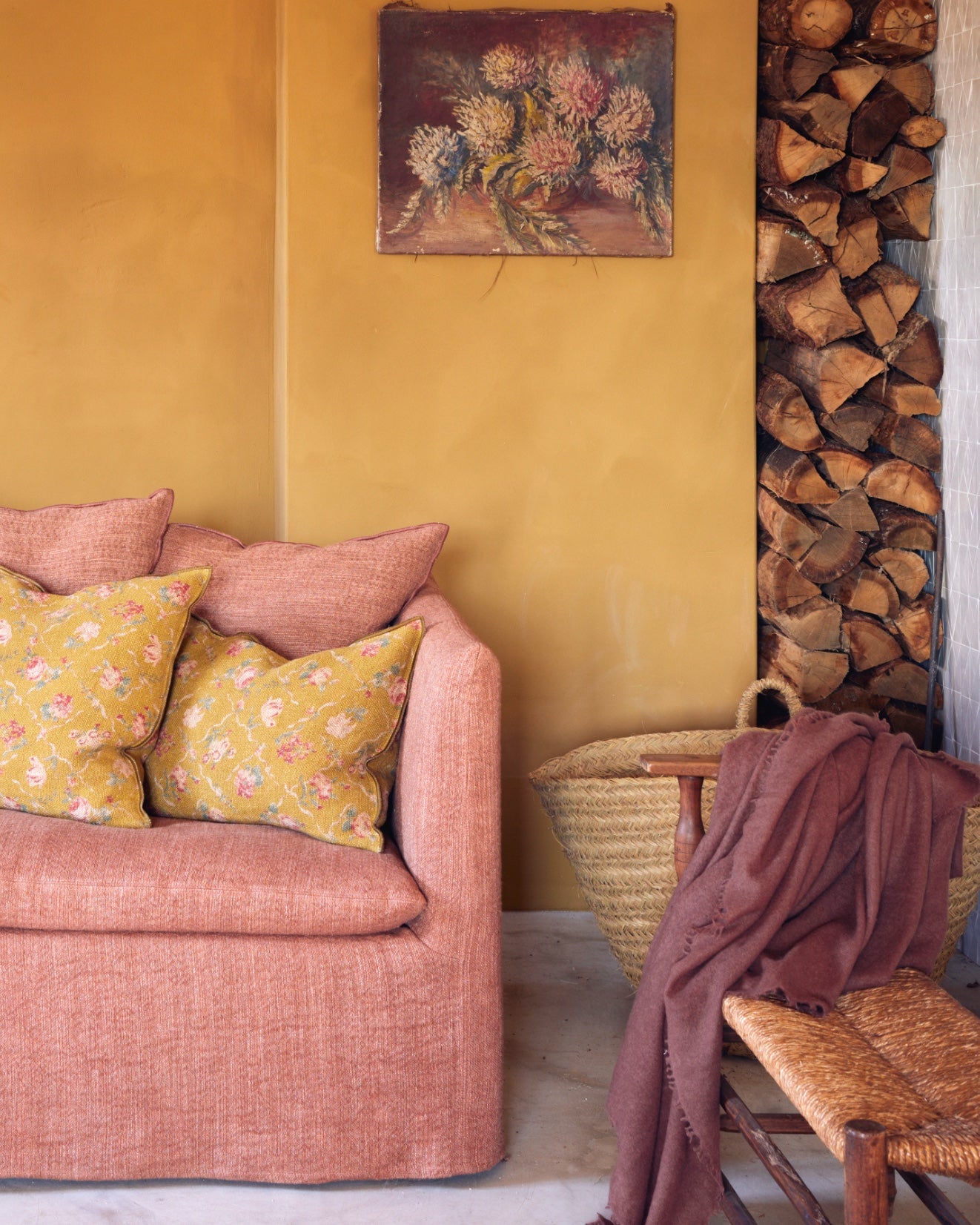 Plaid Vice Versa Frangé en Laine Vierge Lavée Grenat, Maison de Vacances