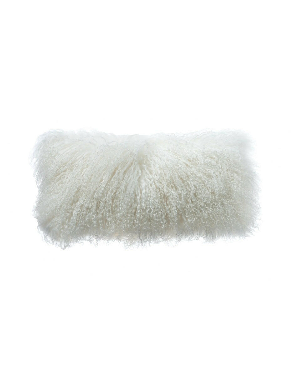 Coussin basic en peau de chèvre du Tibet Blanc, Maison de Vacances