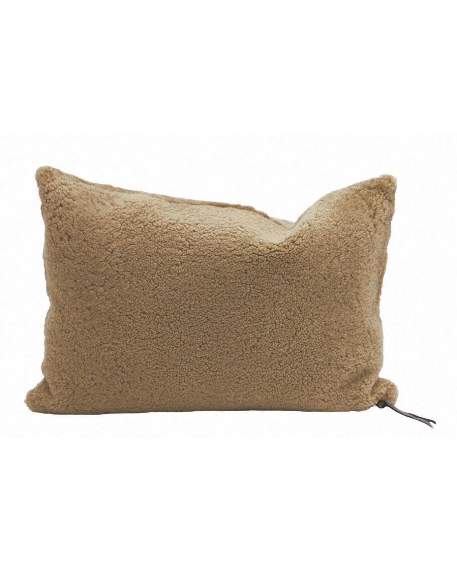 Coussin Vice Versa Fourrures de Mouton Bouclette, Cappuccino, Maison de Vacances