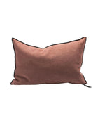 Vice Versa Black Line Chenille Soft Washed Cushion, Rosewood