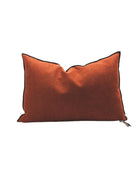 Vice Versa Black Line Soft Washed Chenille Cushion, Rust