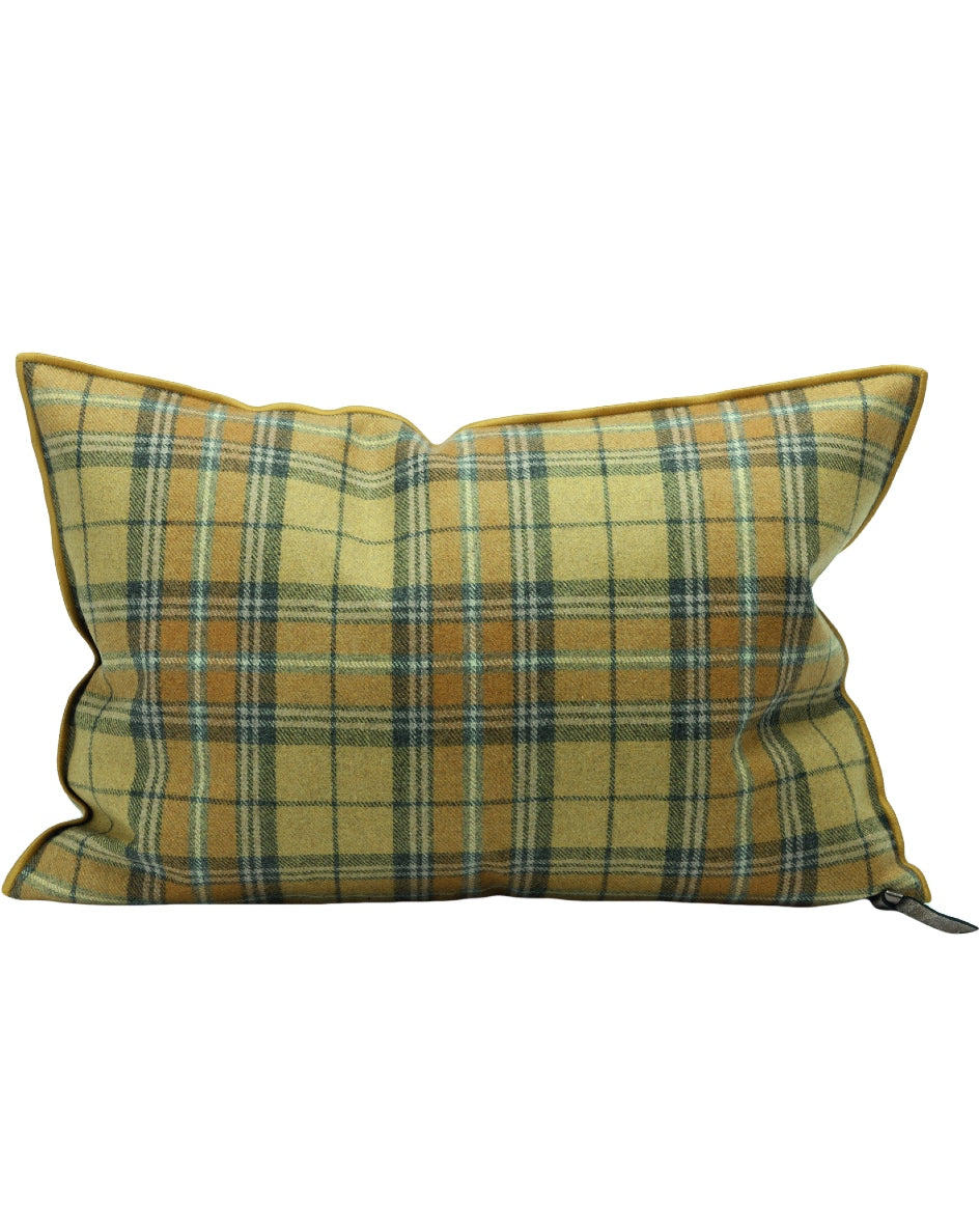 Coussin Vice Versa en Toile Drap de Laine Highlander, Mellow Yellow, Maison De Vacances