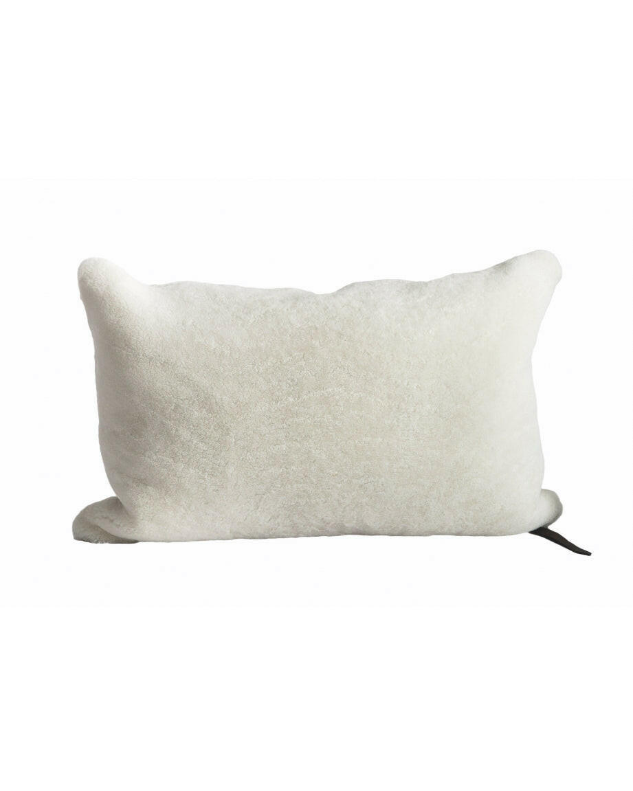 Coussin Vice Versa Fourrures de Mouton Bouclette, Blanc