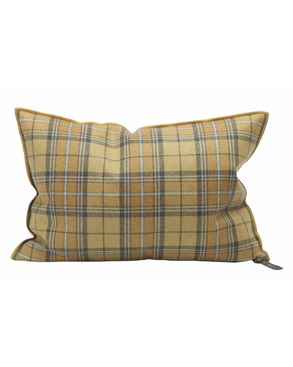 Coussin Vice Versa en Toile Drap de Laine Highlander, Mellow Yellow, Maison De Vacances