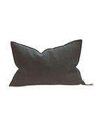 Vice Versa Black Line Cushion in Stone Washed Linen, Asphalt