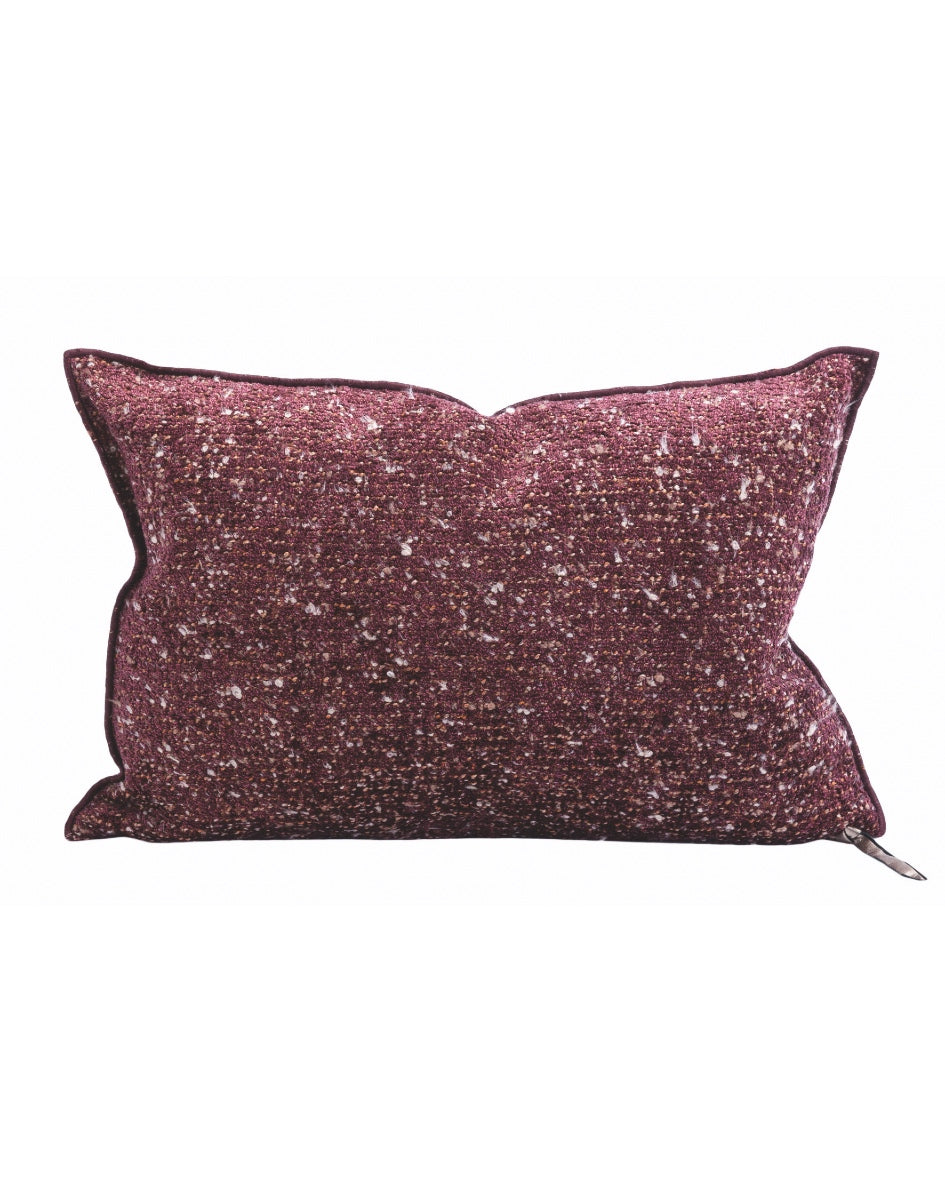 Coussin Vice Versa en Toile Chenille Pollock Méchée, Plum, Maison de Vacances