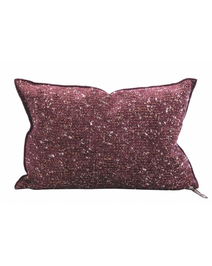Coussin Vice Versa en Toile Chenille Pollock Méchée, Plum, Maison de Vacances
