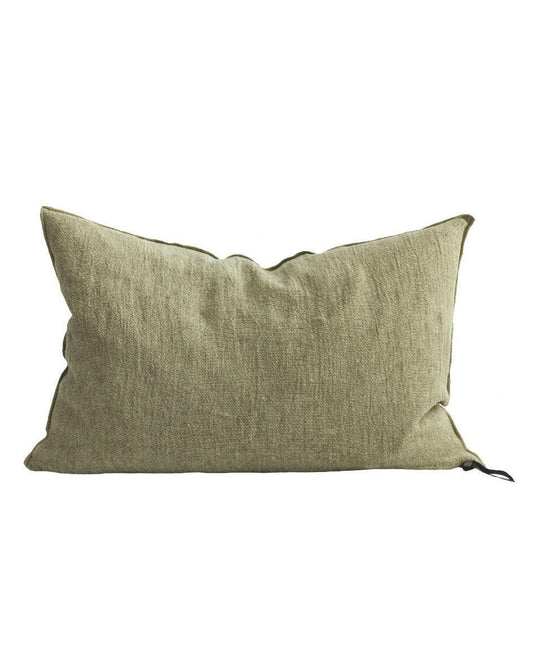 Coussin Vice Versa Crépon de Lin Lavé, Amande.