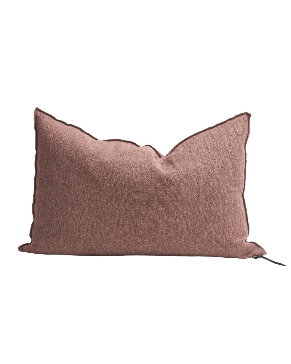 Vice Versa Washed Linen Crepon Cushion, Rosewood