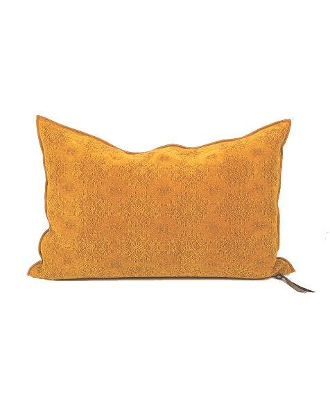 Coussin Vice Versa Jacquard Stone Washed Kilim, Ambre.