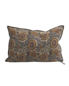 Vice Versa Wabi Sabi Printed Linen Cushion, Cobalt Sunflowers