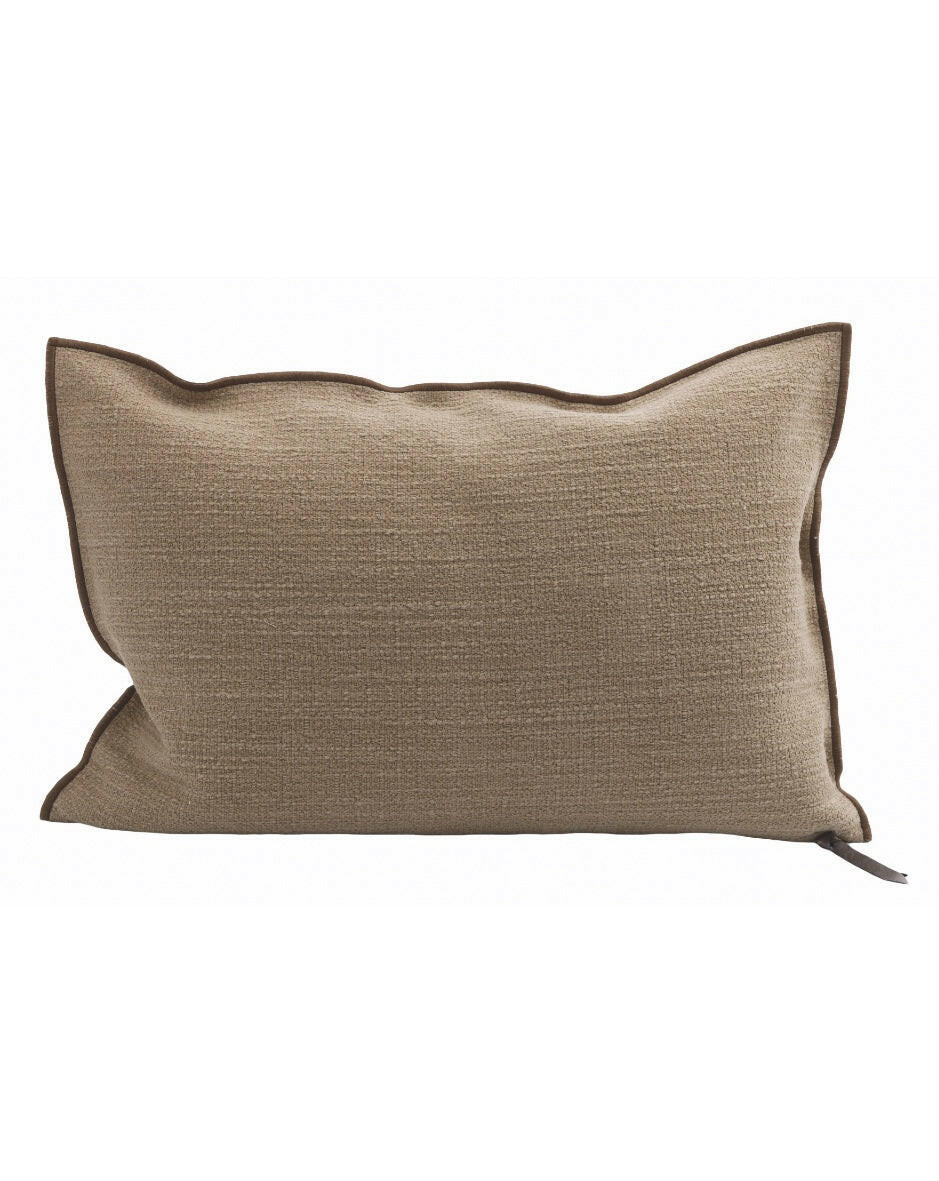 Coussin Vice Versa Toile Belsize Upcyclée, Cappuccino, Maison de Vacances