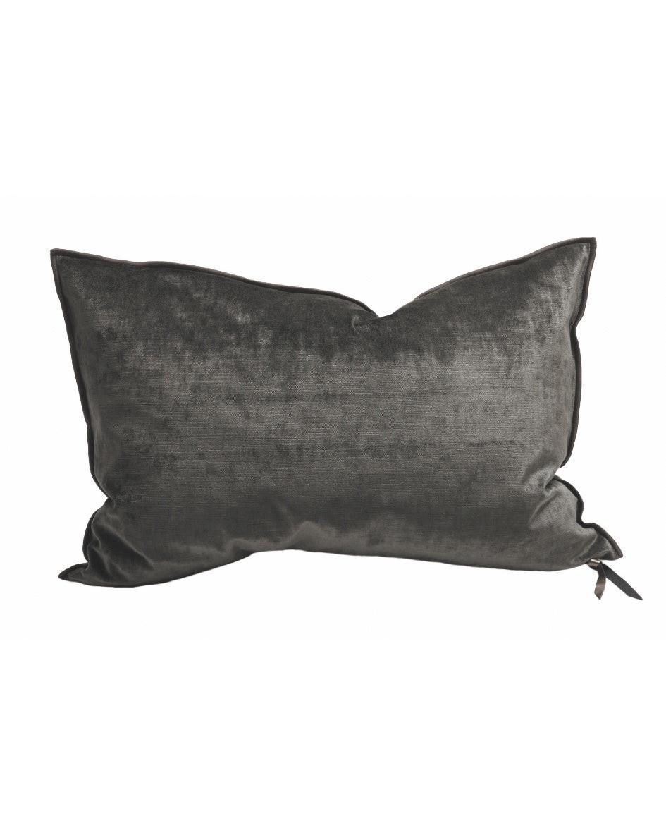 Coussin Vice Versa en Velours Royal Charbon, Maison de Vacances