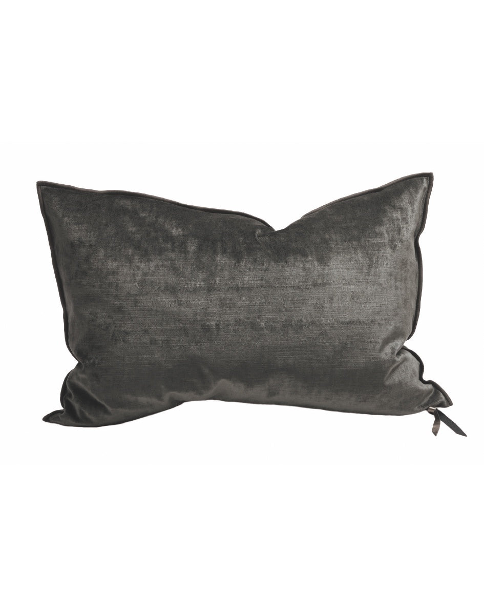 Coussin Vice Versa en Velours Royal Charbon, Maison de Vacances