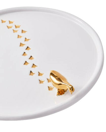 Plateau avec motif de canard blanc et doré, Pols Potten