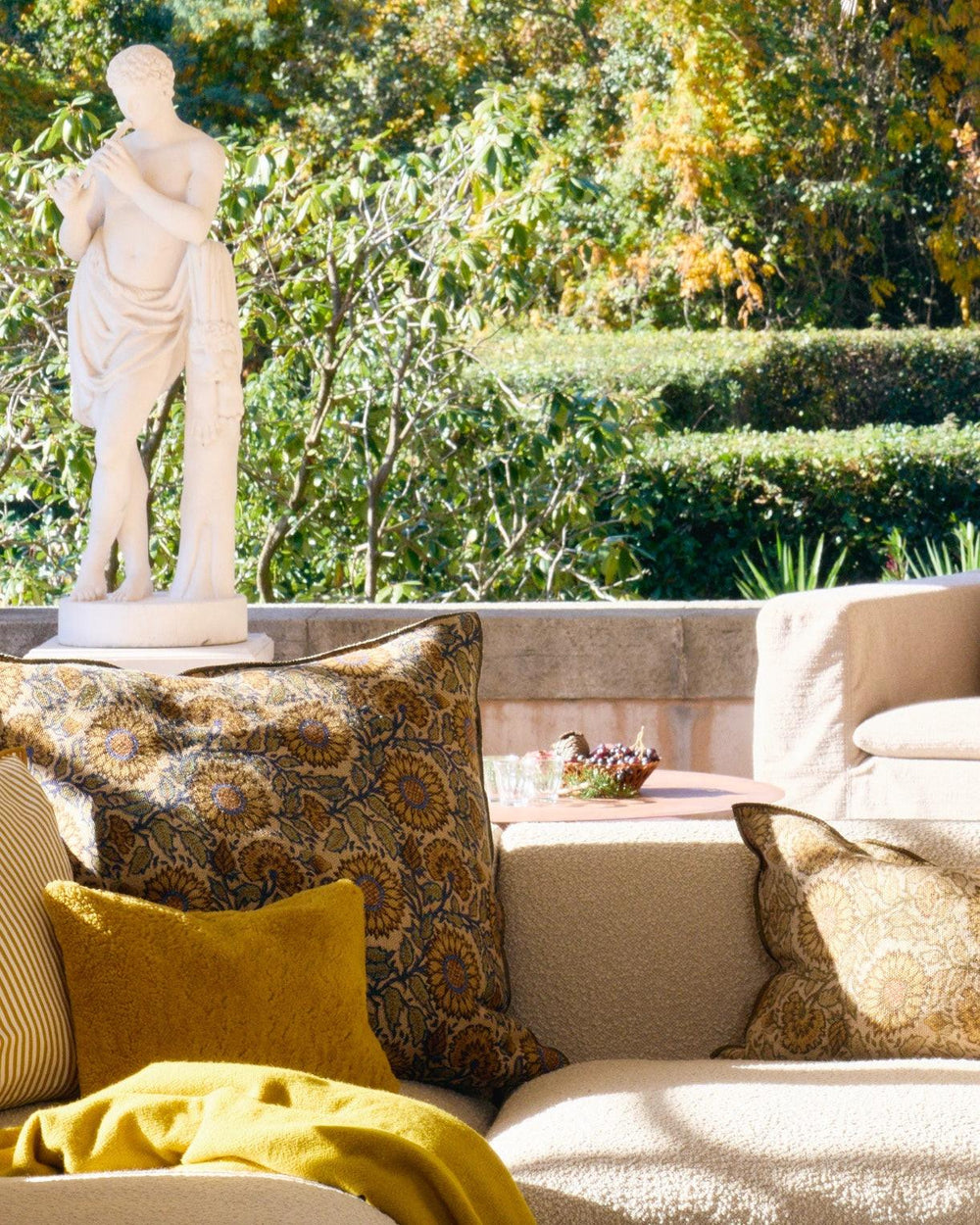 Coussin Vice Versa Lin Wabi Sabi Imprimé, Les Tournesols Cobalt, Maison de Vacances