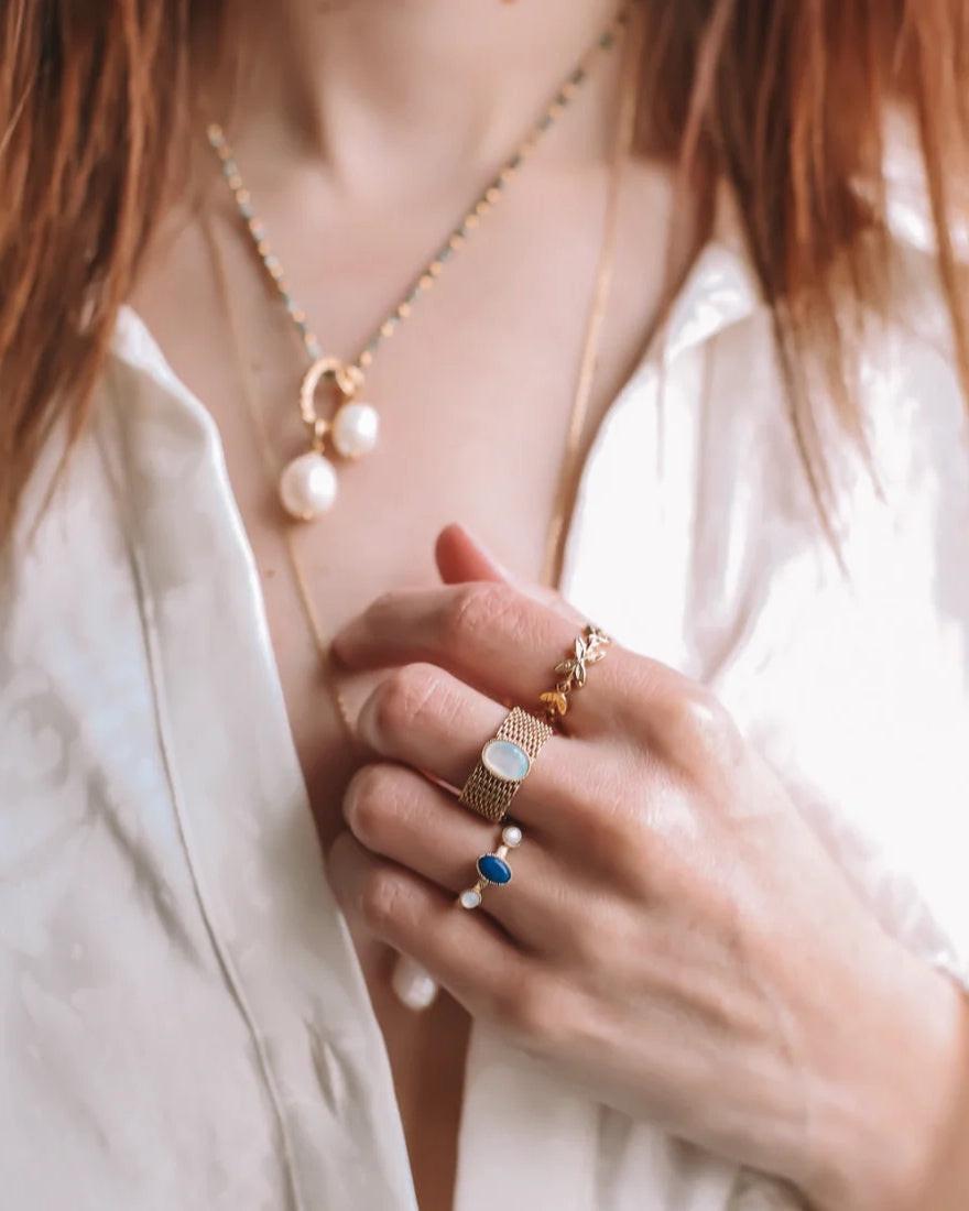 Bague Choker V3, Nacre Blanche, Fabien Ajzenberg