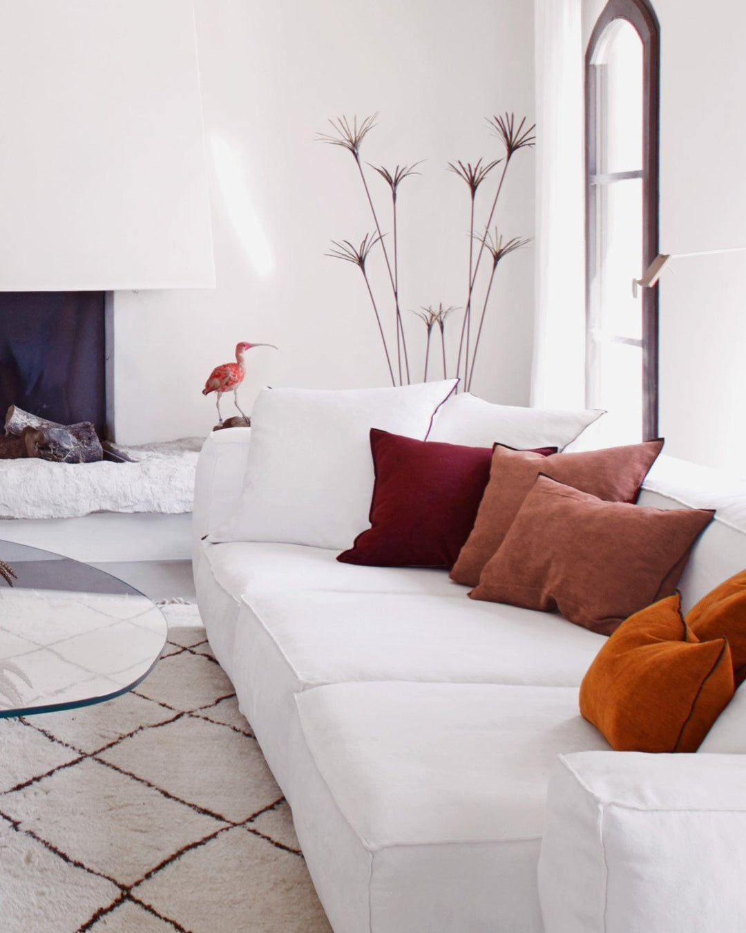 Coussin Vice Versa Chenille Soft Washed, Ambre.