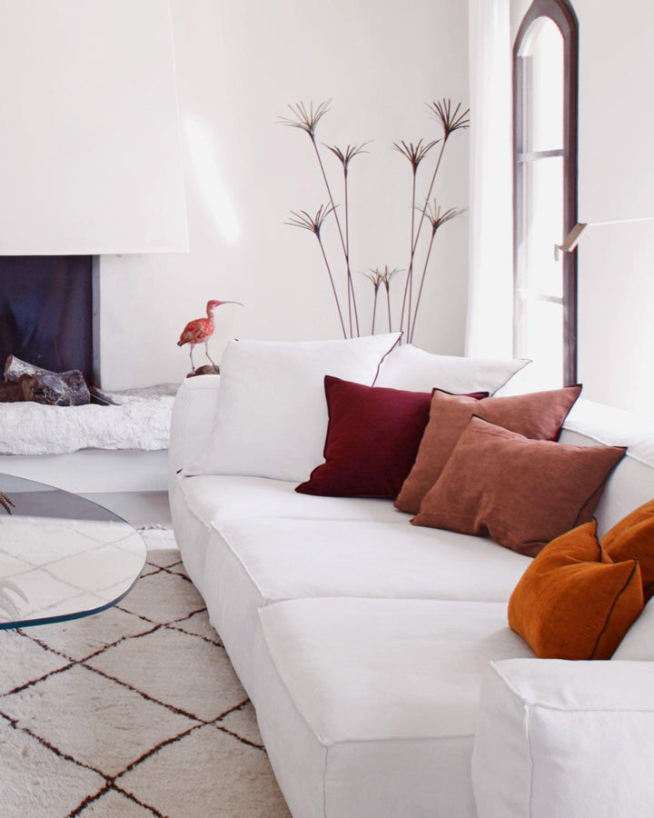 Coussin Vice Versa Chenille Soft Washed, Ambre.