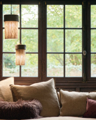 Suspension Kalé, Fil de Jute Tendu à la Main, Argile Noir, Maison de Vacances