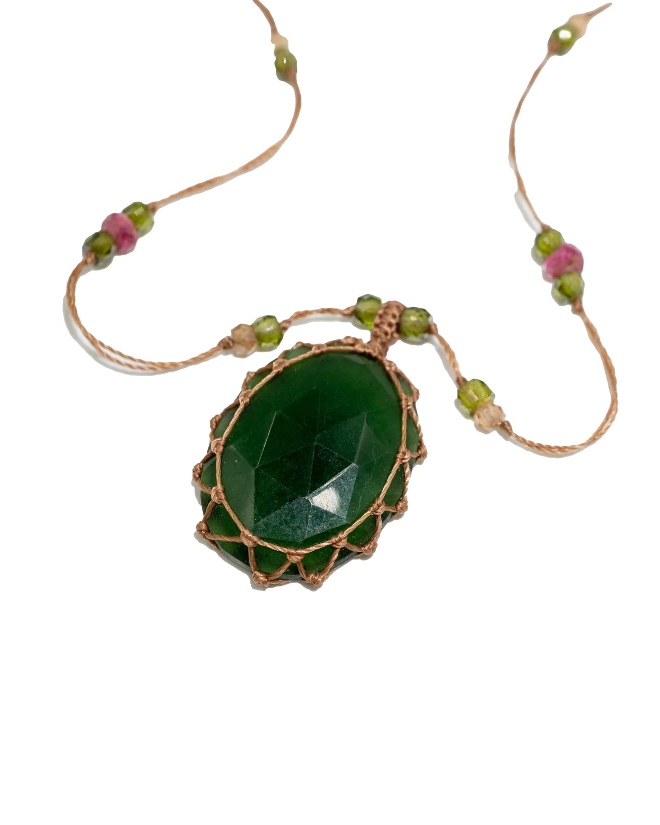 Collier Court Tibétain Vésuvianite - Mix Tourmaline Rose, Sharing