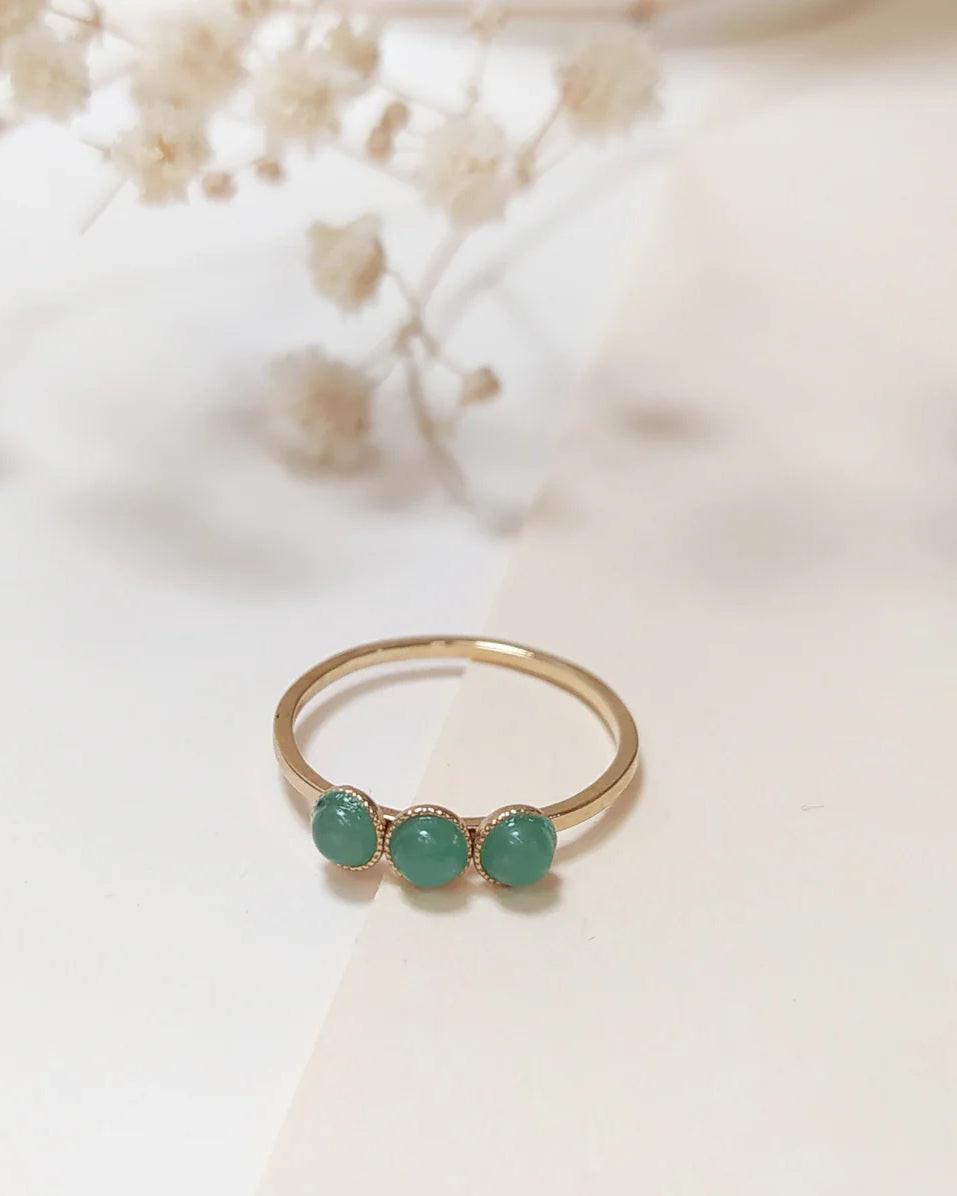 Bague rigide, 3 pierres, 3mm, Aventurine, Fabien Ajzenberg