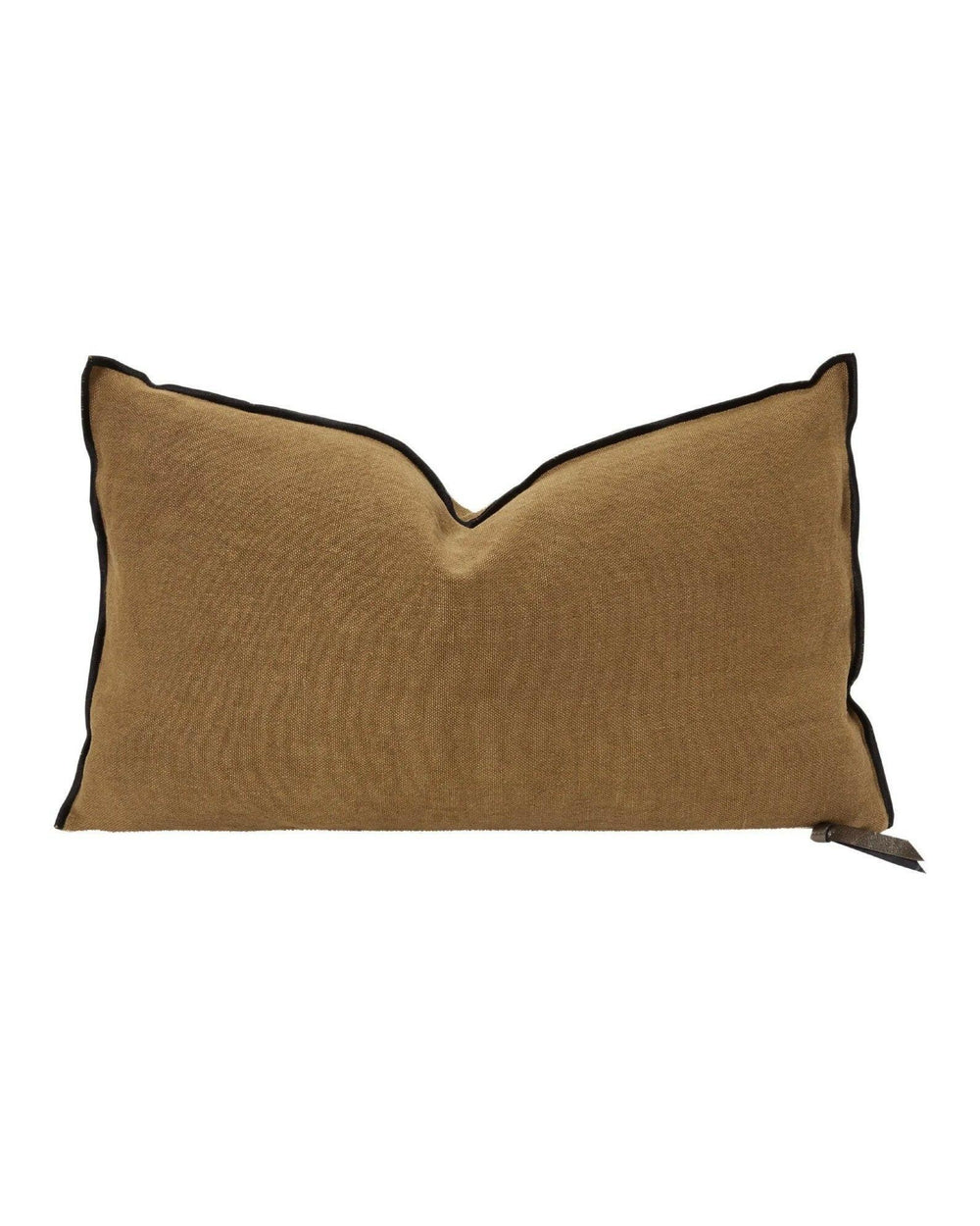 Coussin Vice Versa Black Line en Lin Stone Washed Havane, Maison de Vacances