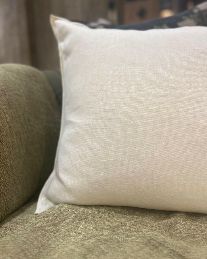 Coussin Vice Versa Black Line en Lin Stone Washed Crème, Maison de Vacances