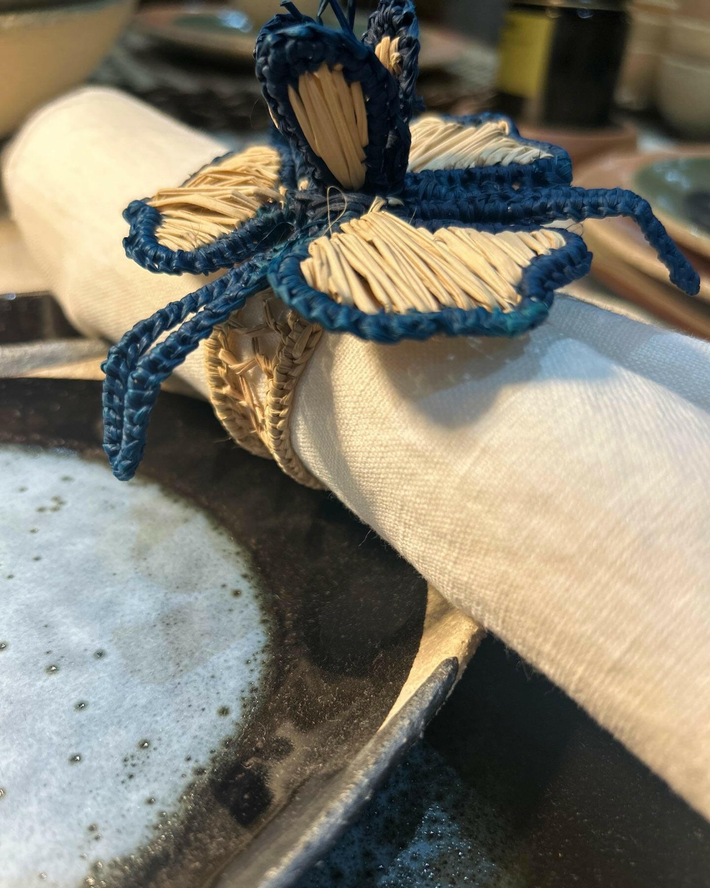 Rond de Serviette, Fleur Bleu, Pao Maison