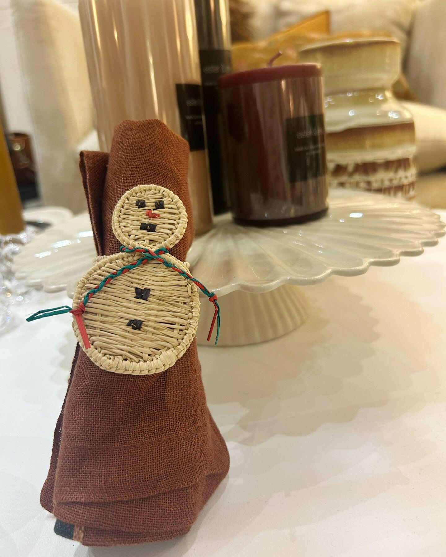 Rond de Serviette, Bonhomme de Neige Naturel, PAO Maison