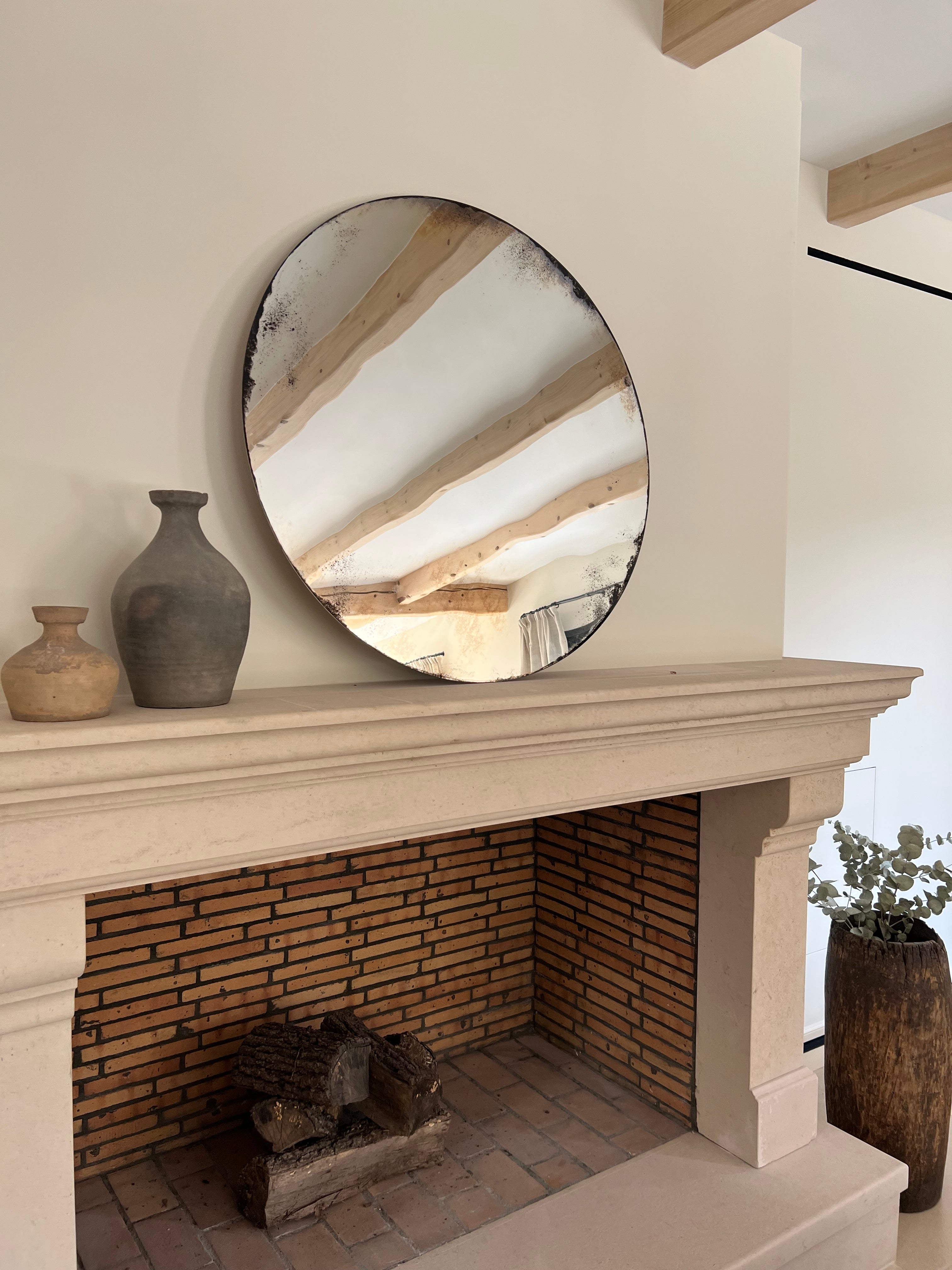 Murano glass mirror - Alice Grey ø90cm