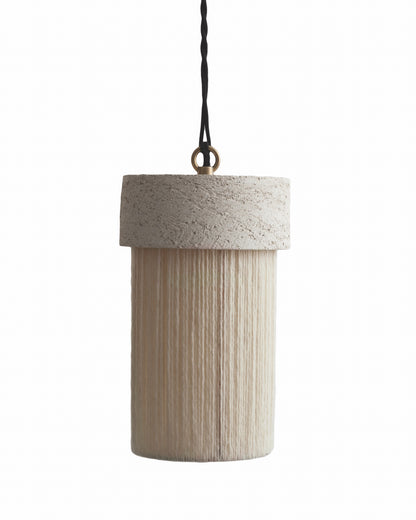 Kalé Pendant Light, Hand-Spun Wool Yarn, White Clay