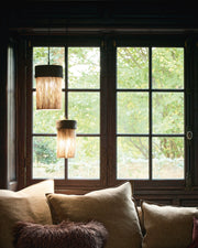 Suspension Kalé Fil de Jute Tendu à la Main Argile Noir, Maison de Vacances