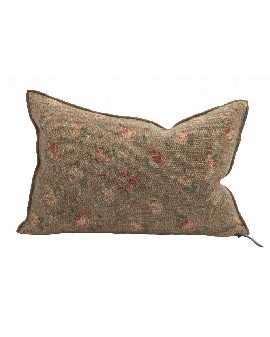 Coussin Vice Versa en toile Lin Wabi-Sabi Jardin Secret, Blush.