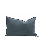 Coussin Vice Versa Toile de Lin Vintage, Pétrole